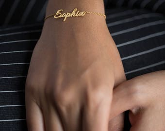 Custom Name Bracelet - Personalized Name Bracelet - Name Bracelet - Valentine's gift - Gold Jewelry - Gold Name Bracelet - Name Plate Bracel