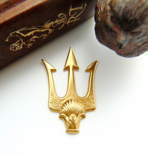 BRASS Poseidon's Trident Shell Spear Stamping Jewelry