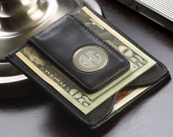 Personalized Leather Wallet and Money Clip Combo - Leather Wallet & Money Clip - Leather Money Clip - Groomsmen Gifts