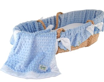 Moses Basket Liner/Cover + 1 Minky Dot Sheet - Choose your color