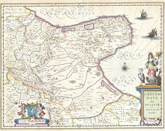 Italy, Capitanata Foggia; Antique Map by Blaeu, 1630