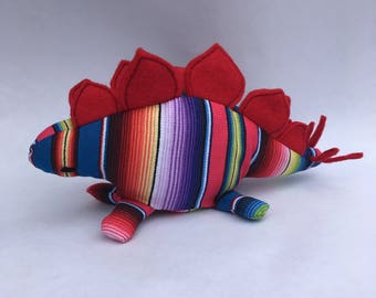 Rainbow Stuffed Dinosaur Plushie (Stegosaurus)