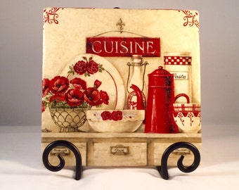 Shabby Cuisine Red Trivet (hot pad)