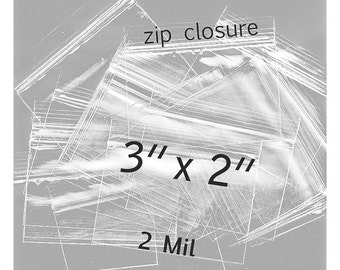 100 - 3 x 2 inch Clear Zip Closure Bags - 2 mil Polypropylene bags - small item zip lock packaging