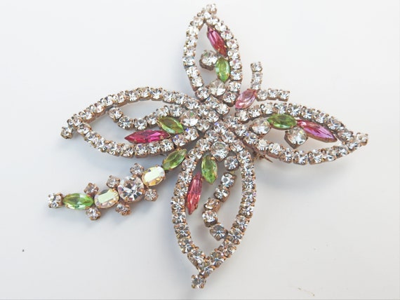 VINTAGE Rhinestone BUTTERFLY BROOCH jewelry