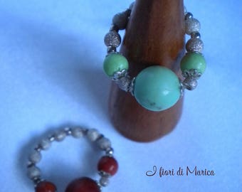 Snap ring with precious stones and silver