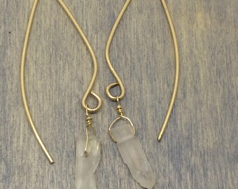 14k gold filled earrings with quartz