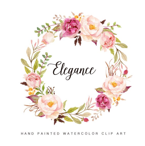 boutique art decoupage Elegance/Individual Watercolor wreath floral files/Hand PNG