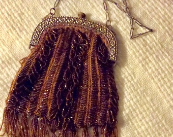 Petit Sac à Main Vintage Perlé ROSA MILLER - Style Sac à Bijoux Ou Pochette De Soirée - Occasion