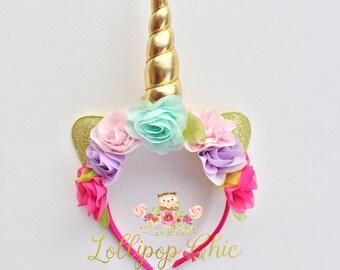Multi and Gold Unicorn Headband