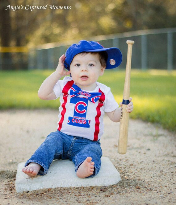 Cubs first birthday Boy Cubs baseball Theme bow tie Suspender