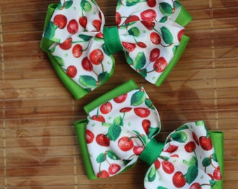 Cherries hair bow clips