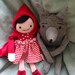 Wolf and Red Riding hood dolls gray wolf red hood