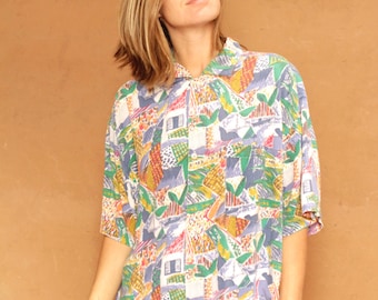 versace style 90s abstract SURF slouchy WILD baroque oversize blouse shirt