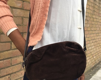 Brown Suede Crossbody bag