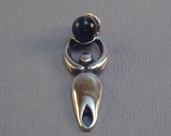 Sterling goddess pendant with stone