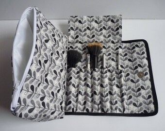 Cosmetic set/Make up brush holder/all in one make up pouch/brush roll organizer