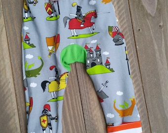 Baby Boy Pants Monster Bunz Cloth Diaper Knights Castles and Dragons on Grey Grow With Me Style Maxaloone Style Baby Pants Orange Stripe