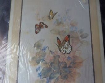 Bucilla Stitchery Kit "Garden of Butterflies" 12 x 16 Embroidery Kit 1987 Unopened Vintage Craft Kit
