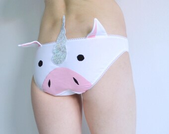 Unicorn panties lingerie with sparkly unicorn horn knickers underwear