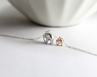 New Mom Necklace. Elephant jewelry. Elephant necklace, Two tone Elephant Necklace.New mother Necklace ,Gift for New Mommy.Mom,Mother Babe.
