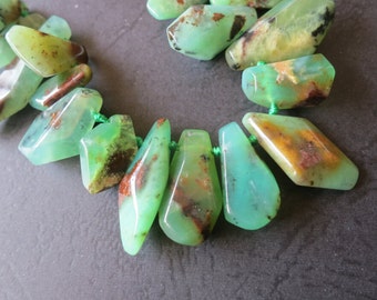 As Pictured- Brown Green Chrysoprase Spike Point beads 4x7x13mm 7x9x28mm -Top Drilled- 50pcs