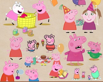 PEPPA PIG clipart png, peppa pig images, peppa pig printable, digital clipart, digital print, transparent backgrounds, cartoon clipart