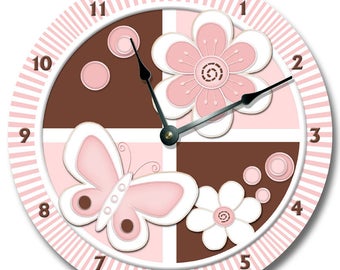 PETALS Personalized WALL CLOCK - Nursery Clock - Large 10.5" Wall Clock - Round Wall Clock - Kids Room - Birthday Gift - Bedroom Clock