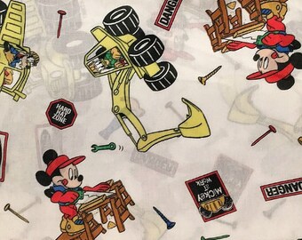 Vintage Twin Fitted Mickey Construction Sheet