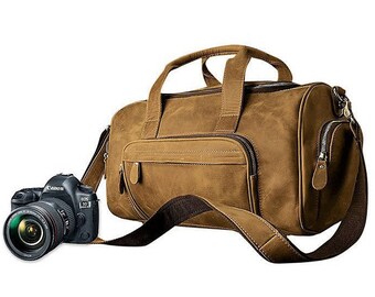 Large Camera Bag, Dslr Camera Bag, Leather Camera Bag, Dslr Bag, Camera Bag, Camera Bag For Women, Women Camera Bag, Brown Camera Bag