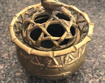 Brass Bowl with a Bird on the Lid