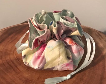 Floral Drawstring Jewelry Bag