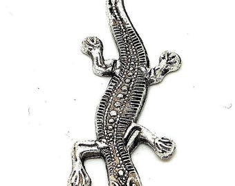 large lizard or salamander silver charm