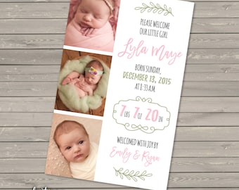 Baby Girl Birth Announcement DIGITAL