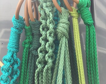 Hand knotted macrame plant holder - various length/design/colours....