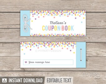 Personalised Coupon Book - Pastel Confetti Design - Valentine's Day Gift - Birthday - INSTANT DOWNLOAD - Printable PDF with Editable Text