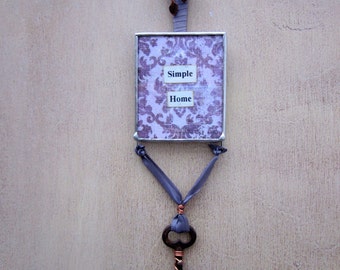Altered Silverware Skeleton Key Soldered Glass Assemblage Sign Wall Art