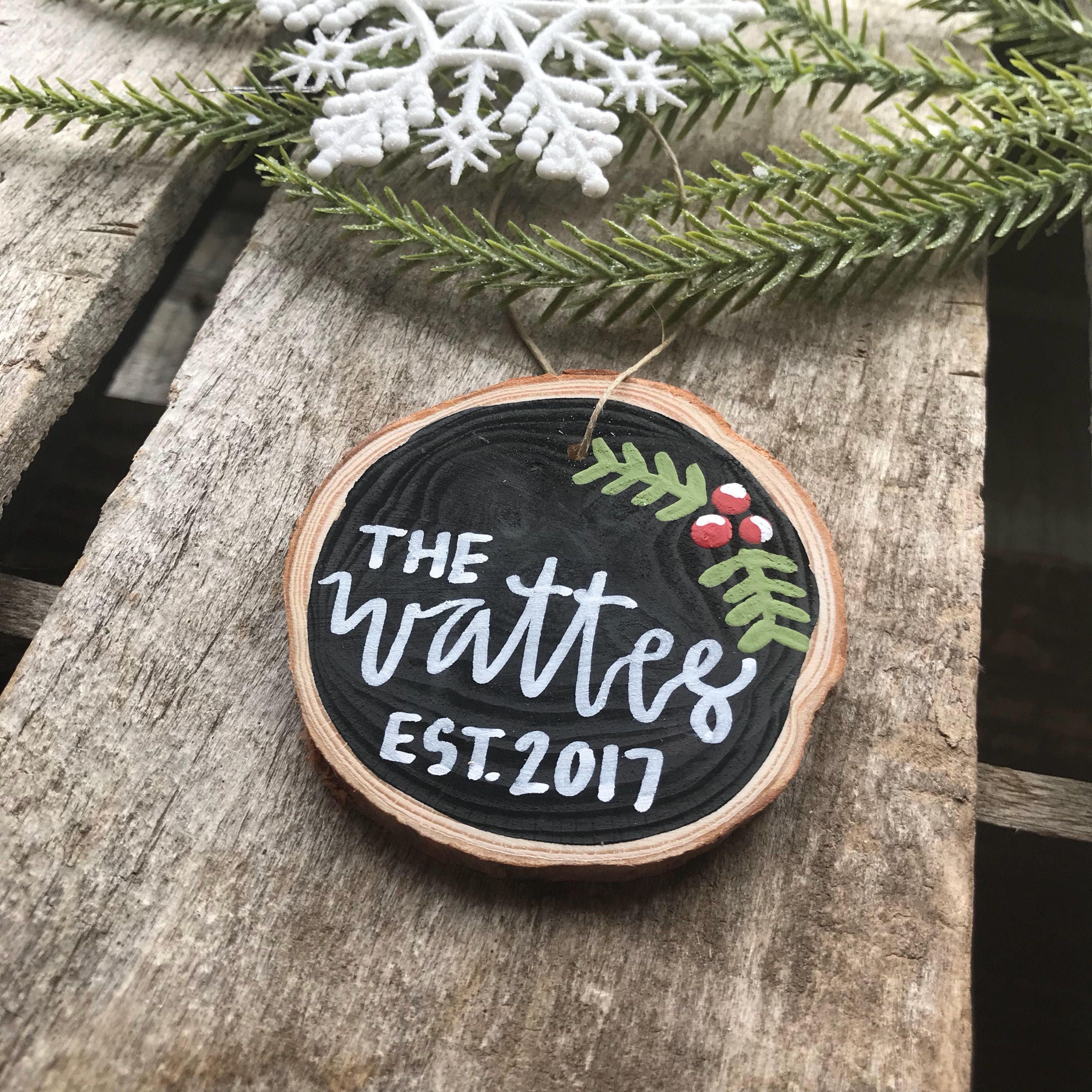 Wooden Ornament Custom Christmas Ornament Family Name