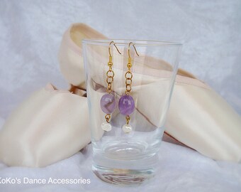 Amethyst and freshwater pearl earrings