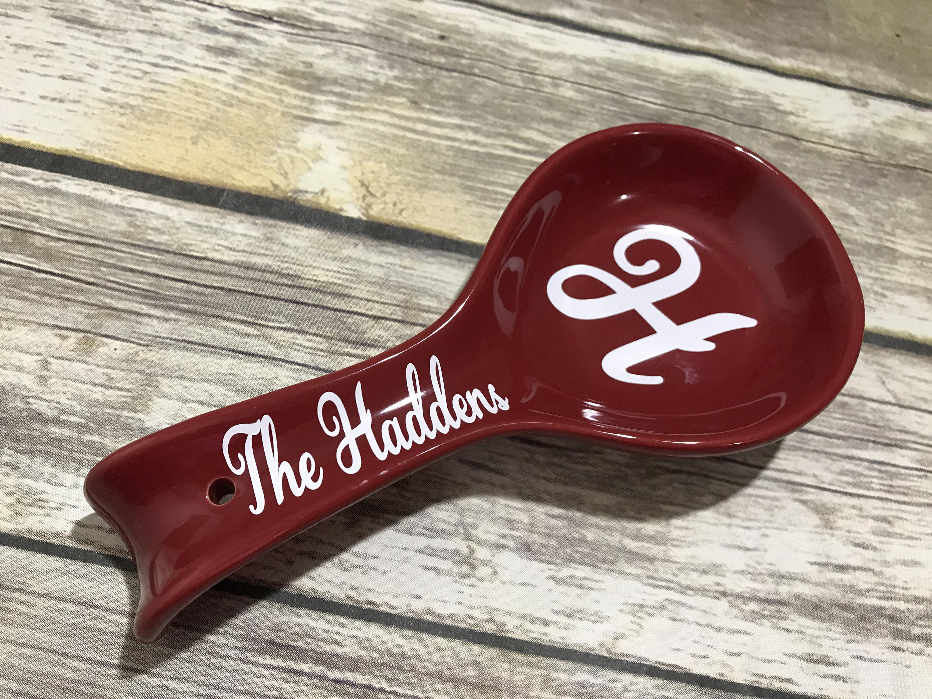 Red Ceramic Spoon Rest Personalized Spoon Rest Wedding Gift