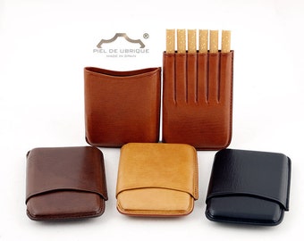 Cigarette case for 6 cigarettes in four colors to choose from, Leather cigarette case