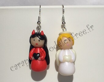 Pair of Angel and Devil earrings