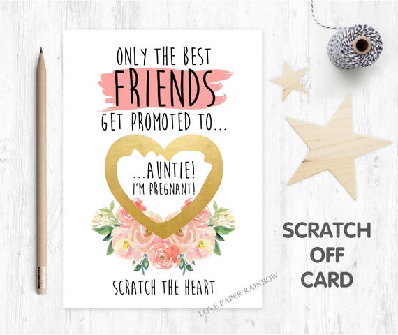 only the best friends get promoted to auntie, i'm pregnant scratch card, pregnancy reveal, pregnancy scratch card, auntie reveal card