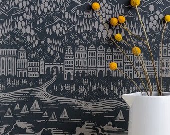 Province Wallpaper in Graphite - 10m x 52cm roll