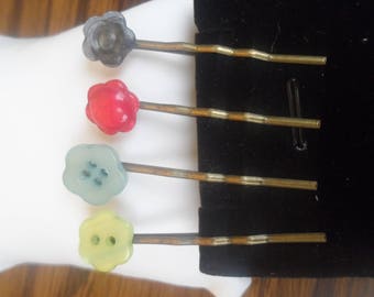 Set of 4 button flowers