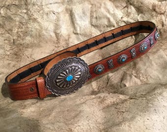 Leather concho belt