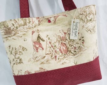 Wine Country Vineyard Toile purse tote Bags by April