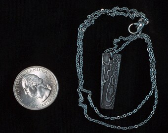 Damascus Large Rectangle Pendant