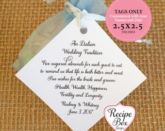 Printable Sheet of 12 Personalized Jordan Almond Poem Wedding