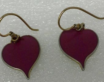 Valentine Vintage Laurel Burch heart shape dangle earrings "yoel"